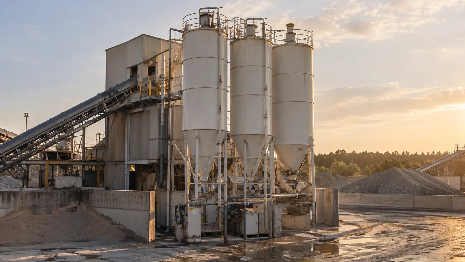 Cement i transport do betoniarni — ilustracja